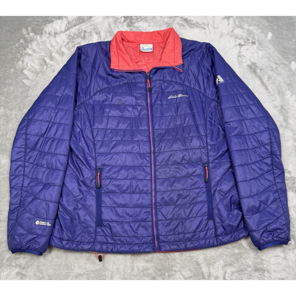 Eddie Bauer Puffer Jacket Womens Large Reversible Pink Purple Retro Vintage Y2K‎